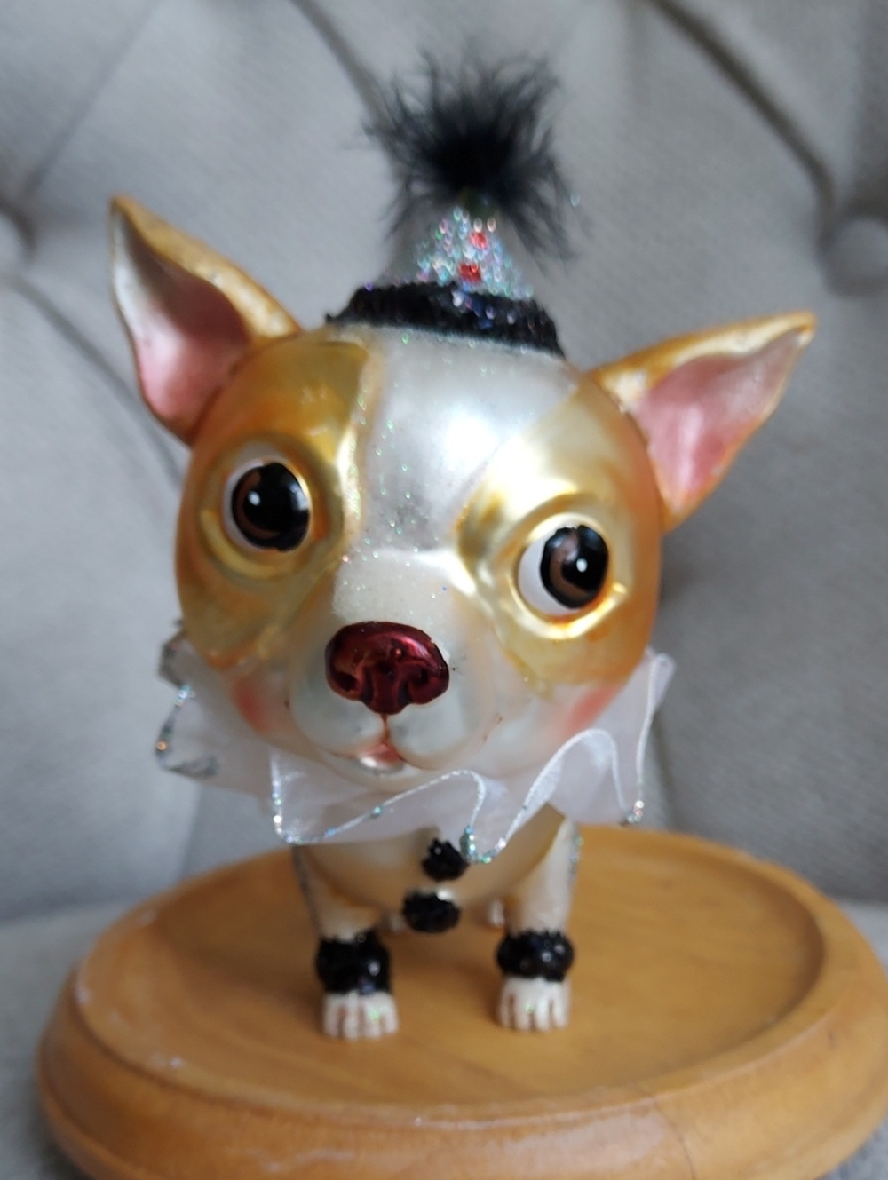 Robert Stanley Blown Glass Chihuahua Clown Christmas Ornament